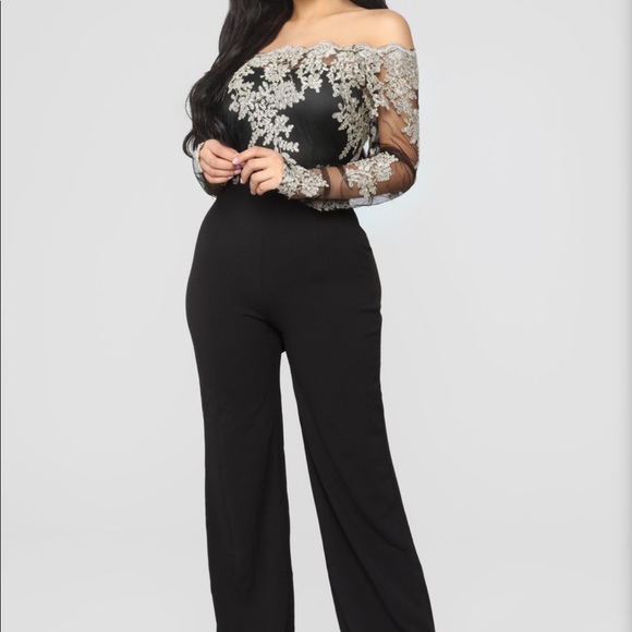 Fashion Nova Other - Fashionova black embroidered jumpsuit
